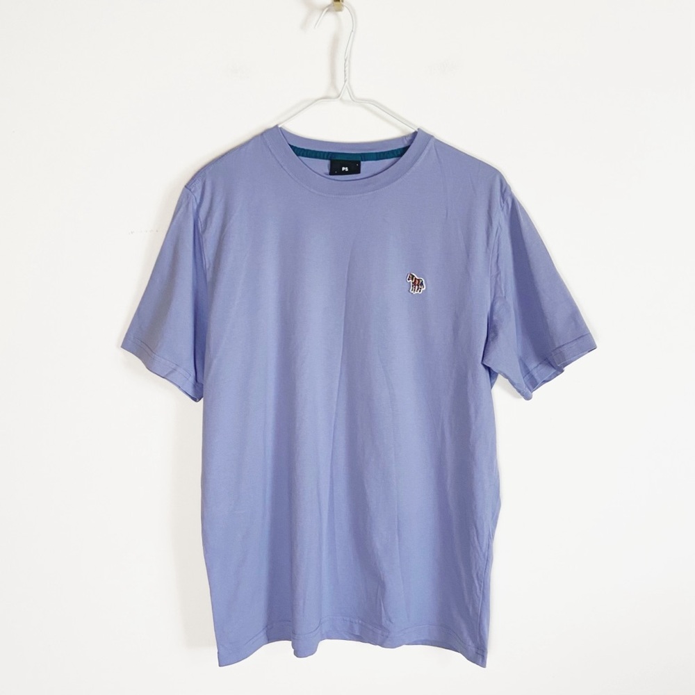 Paul Smith Organic Cotton Crew Neck Zebra Patch T-Shirt Blue Mens size L